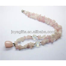 Rose Quartz chip Necklace with rose quartz tumbled stone pendant